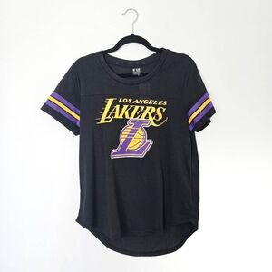 Lakers NBA Mesh Womens Large Black Basketball Mesh Jersey Los Angeles Short Slee